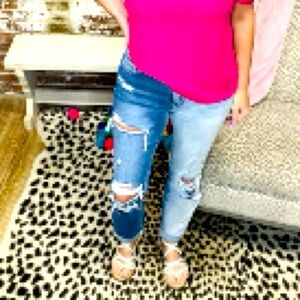 Flying Monkey two tone distressed jeans